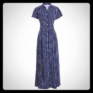 J crew maxi navy shirt dress